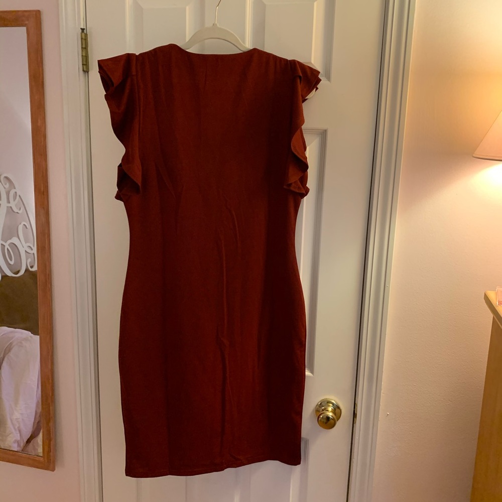 Burgundy Ruffle Dress - Picture 4 of 4
